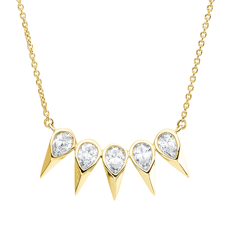 Collier    aus 750/-18 Karat Gelbgold mit 5 Diamanten 0