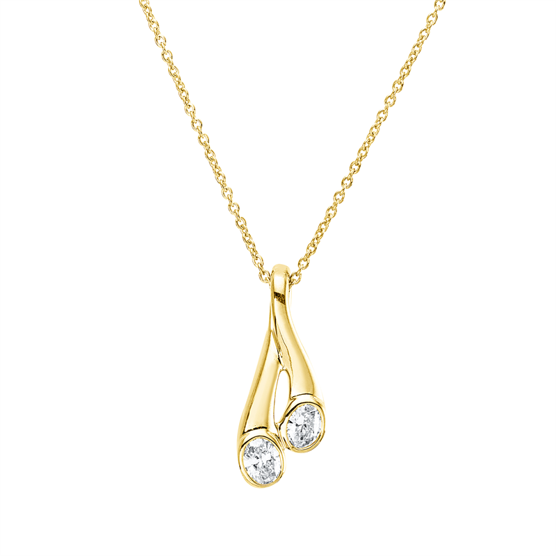 Collier    aus 750/-18 Karat Gelbgold mit 2 Diamanten 0