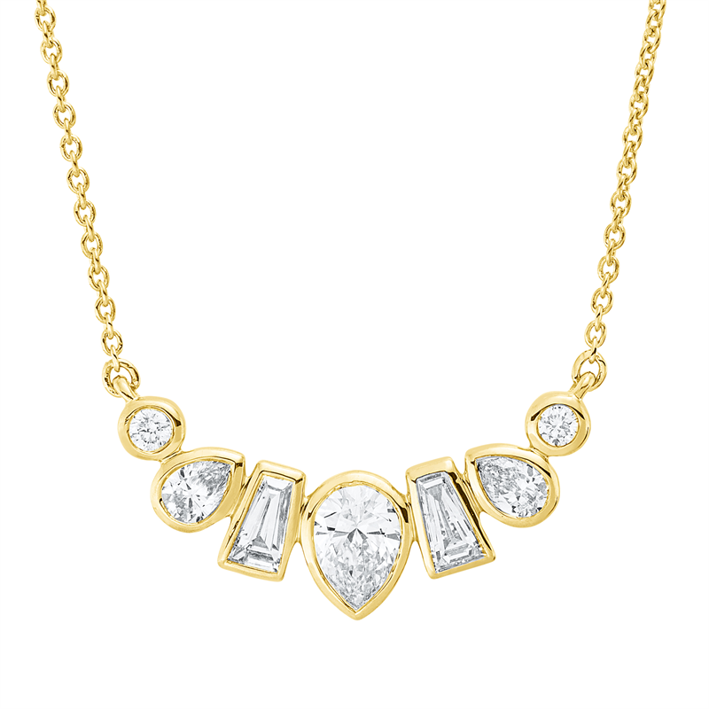 Collier    aus 750/-18 Karat Gelbgold mit 7 Diamanten 0