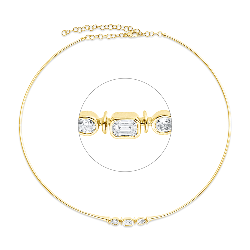 Collier    aus 750/-18 Karat Gelbgold mit 3 Diamanten 0