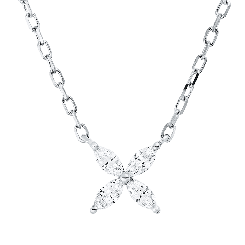 Collier    aus 750/-18 Karat Weißgold mit 5 Diamanten 0