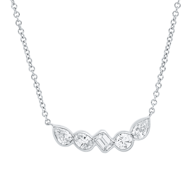 Collier    aus 750/-18 Karat Weißgold mit 5 Diamanten 0