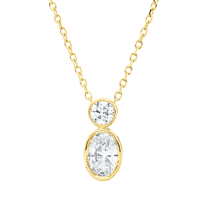 Collier    aus 750/-18 Karat Gelbgold mit 2 Diamanten 0