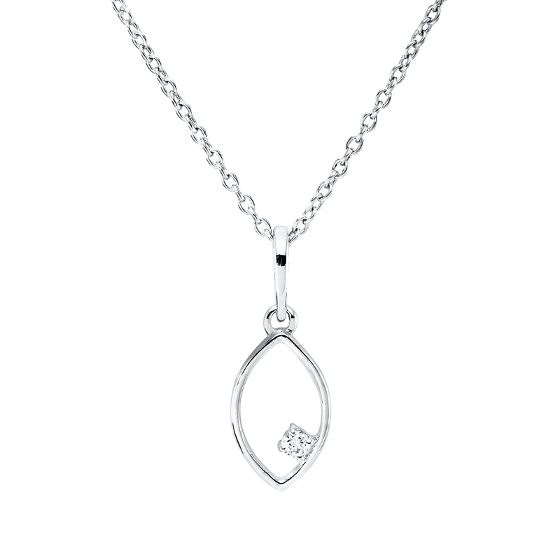 Collier    aus 750/-18 Karat Weißgold mit 1 Diamant 0