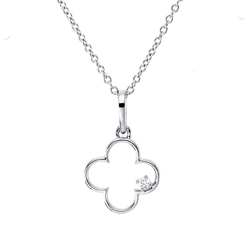 Collier    aus 750/-18 Karat Weißgold mit 1 Diamant 0