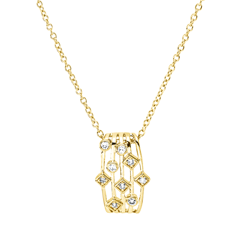 Collier    aus 750/-18 Karat Gelbgold mit 9 Diamanten 0