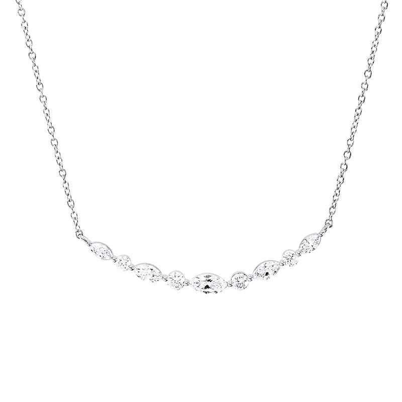 Collier    aus 750/-18 Karat Weißgold mit 9 Diamanten 0