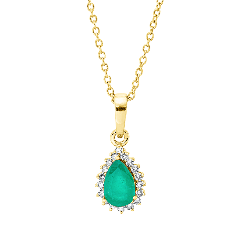 Collier mit Smaragd  aus 750/-18 Karat Gelbgold mit 18 Diamanten 0