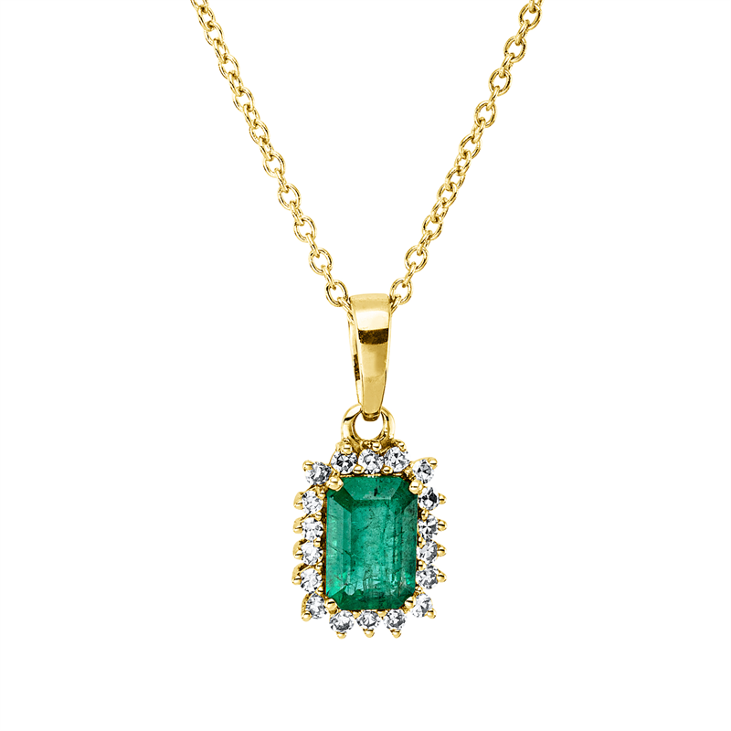 Collier mit Smaragd  aus 750/-18 Karat Gelbgold mit 18 Diamanten 0