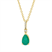 Collier mit Smaragd  aus 750/-18 Karat Gelbgold mit 6 Diamanten 0
