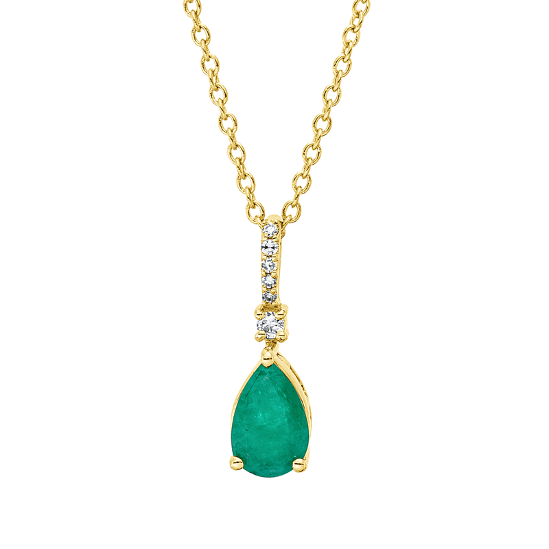 Collier mit Smaragd  aus 750/-18 Karat Gelbgold mit 6 Diamanten 0