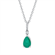 Collier mit Smaragd  aus 750/-18 Karat Weißgold mit 6 Diamanten 0