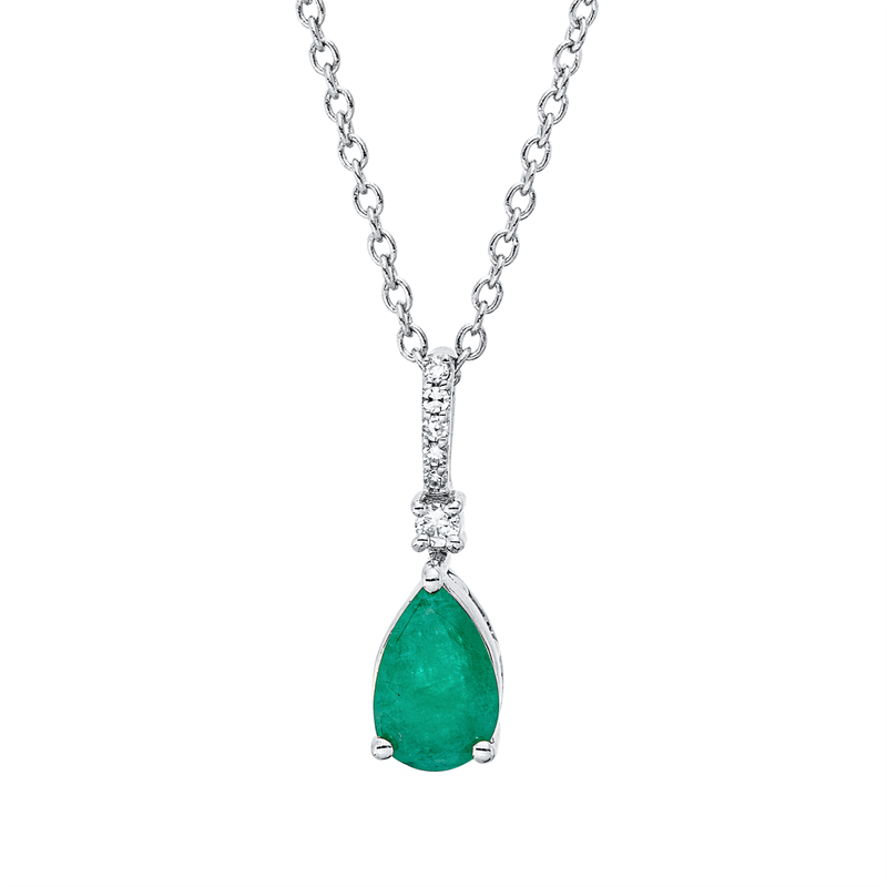 Collier mit Smaragd  aus 750/-18 Karat Weißgold mit 6 Diamanten 0
