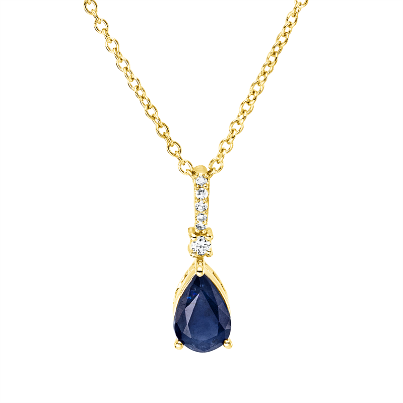 Collier mit Saphir  aus 750/-18 Karat Gelbgold mit 6 Diamanten 0