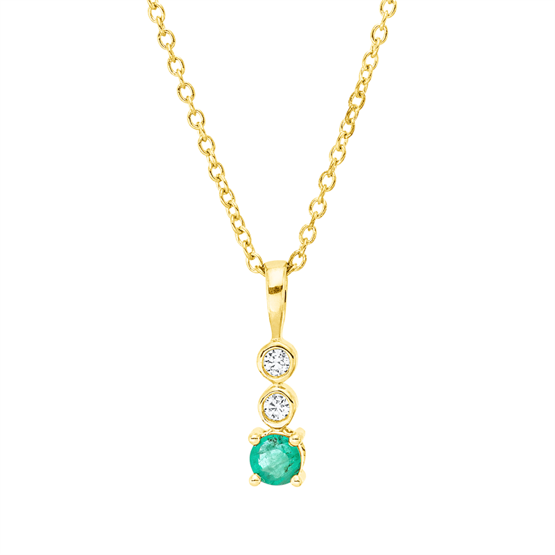 Collier mit Smaragd  aus 750/-18 Karat Gelbgold mit 2 Diamanten 0