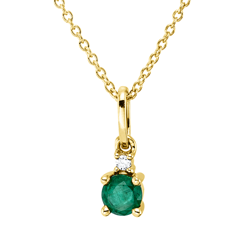 Collier mit Smaragd  aus 750/-18 Karat Gelbgold mit 1 Diamant 0
