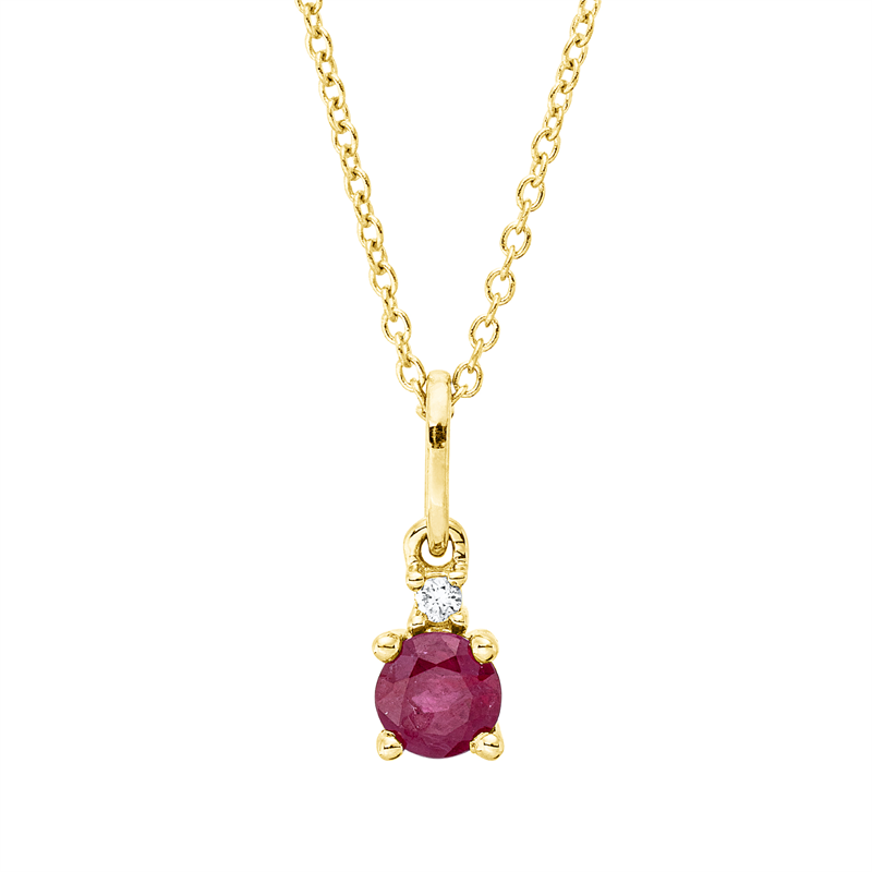 Collier mit Rubin  aus 750/-18 Karat Gelbgold mit 1 Diamant 0