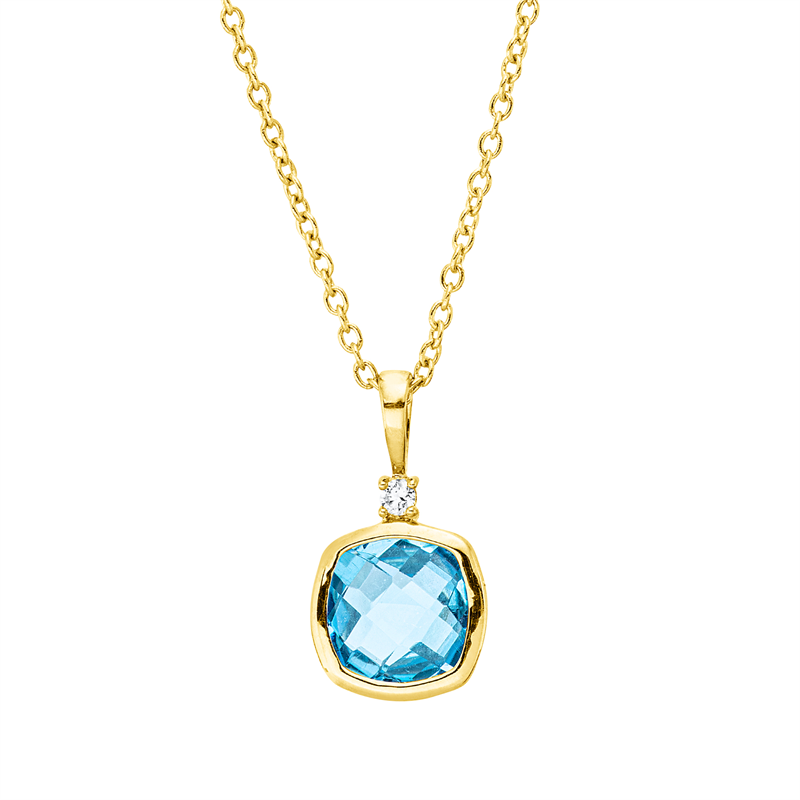 Collier mit Topas  aus 750/-18 Karat Gelbgold mit 1 Diamant 0