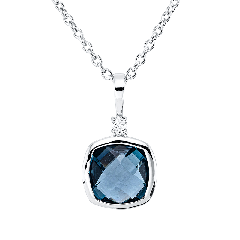 Collier mit Topas  aus 750/-18 Karat Weißgold mit 1 Diamant 0