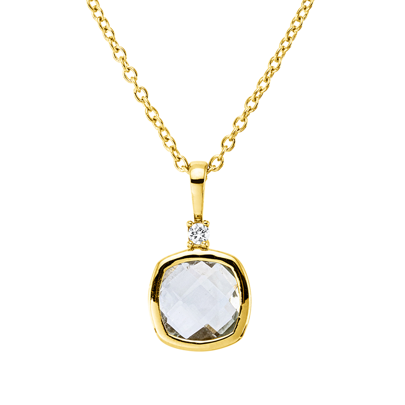 Collier mit Amethyst  aus 750/-18 Karat Gelbgold mit 1 Diamant 0
