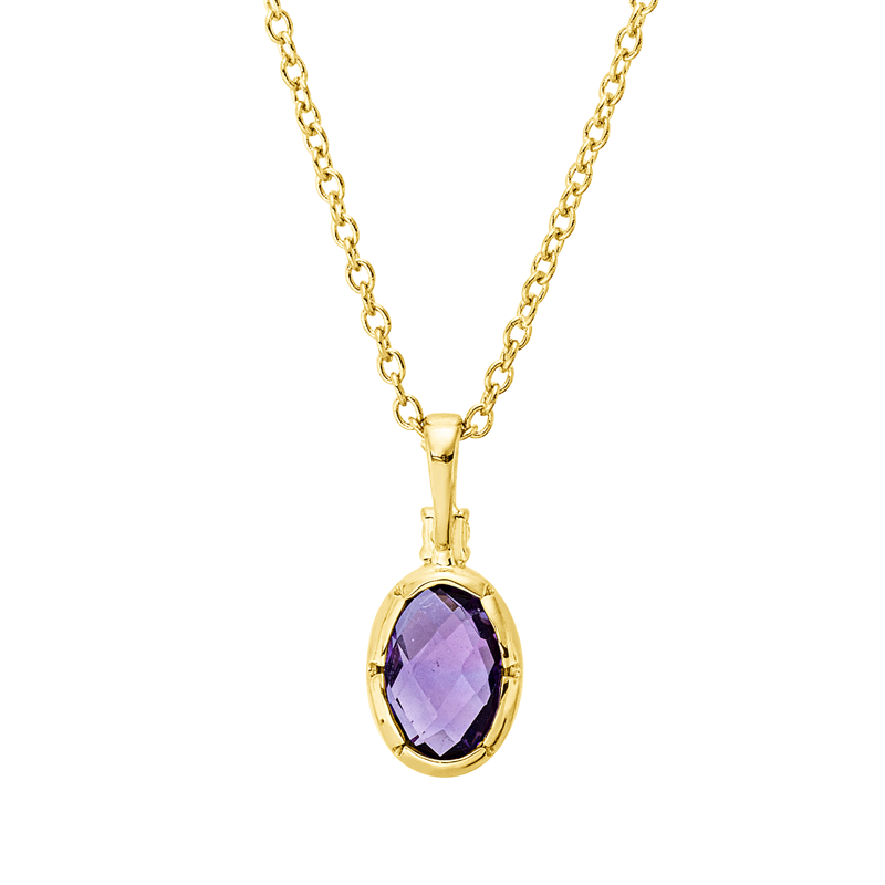 Collier mit Amethyst  aus 750/-18 Karat Gelbgold mit 1 Diamant 0