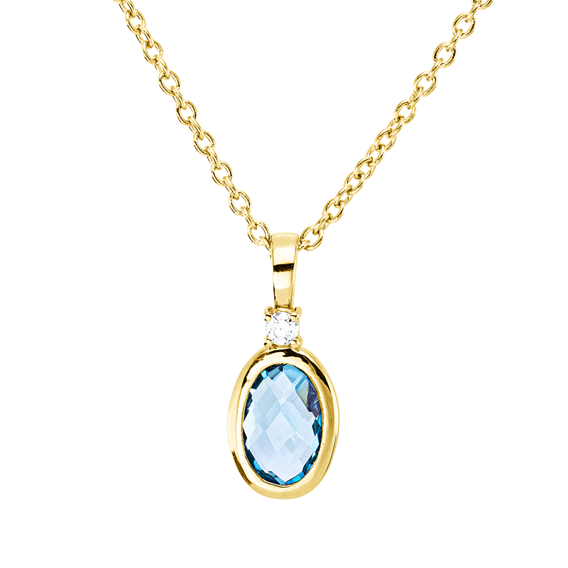 Collier mit Topas  aus 750/-18 Karat Gelbgold mit 1 Diamant 0