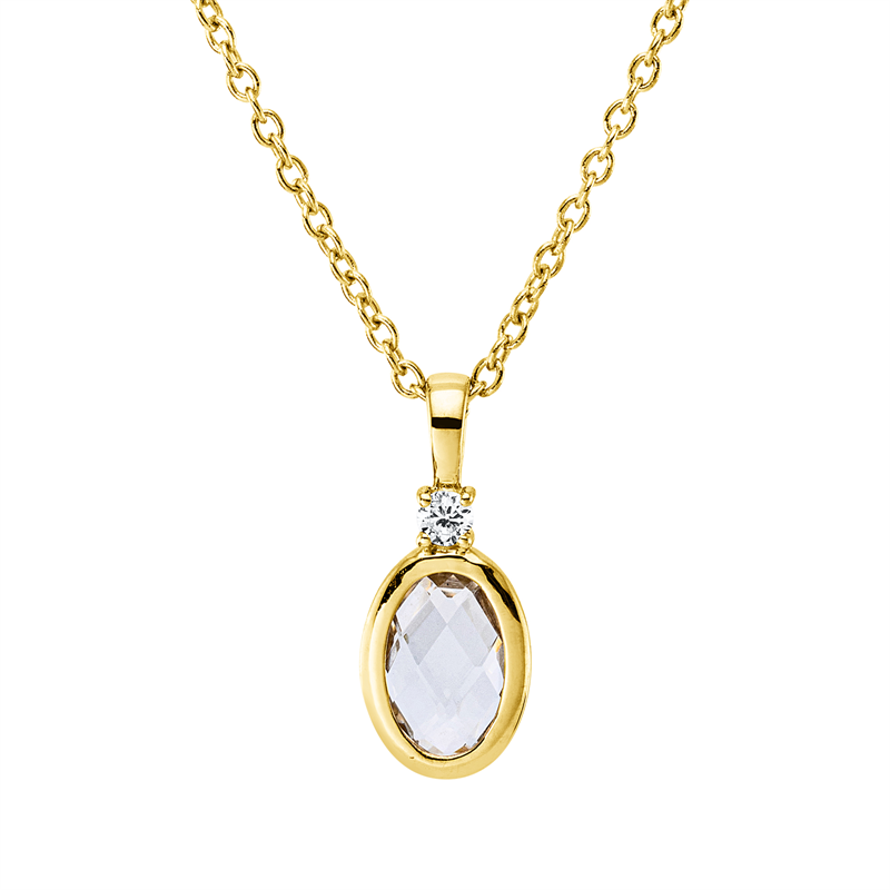 Collier mit Amethyst  aus 750/-18 Karat Gelbgold mit 1 Diamant 0