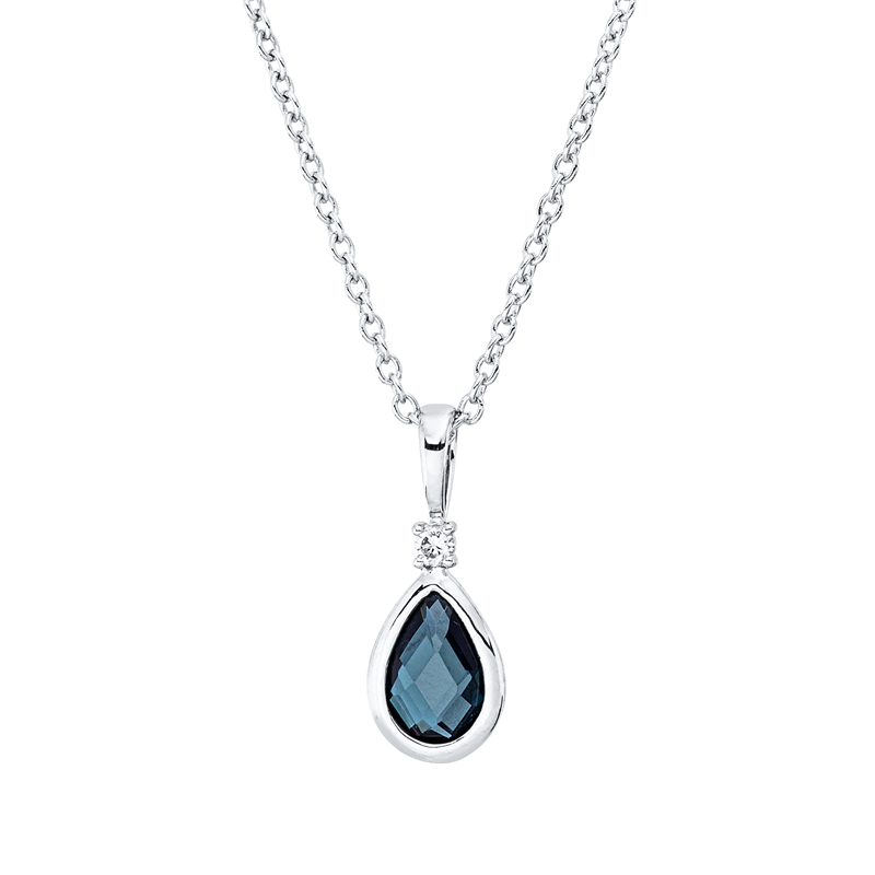 Collier mit Topas  aus 750/-18 Karat Weißgold mit 1 Diamant 0