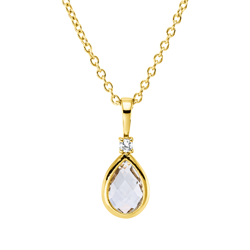 Collier mit Amethyst  aus 750/-18 Karat Gelbgold mit 1 Diamant 0