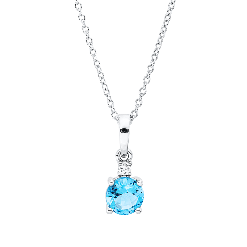Collier mit Topas  aus 750/-18 Karat Weißgold mit 1 Diamant 0