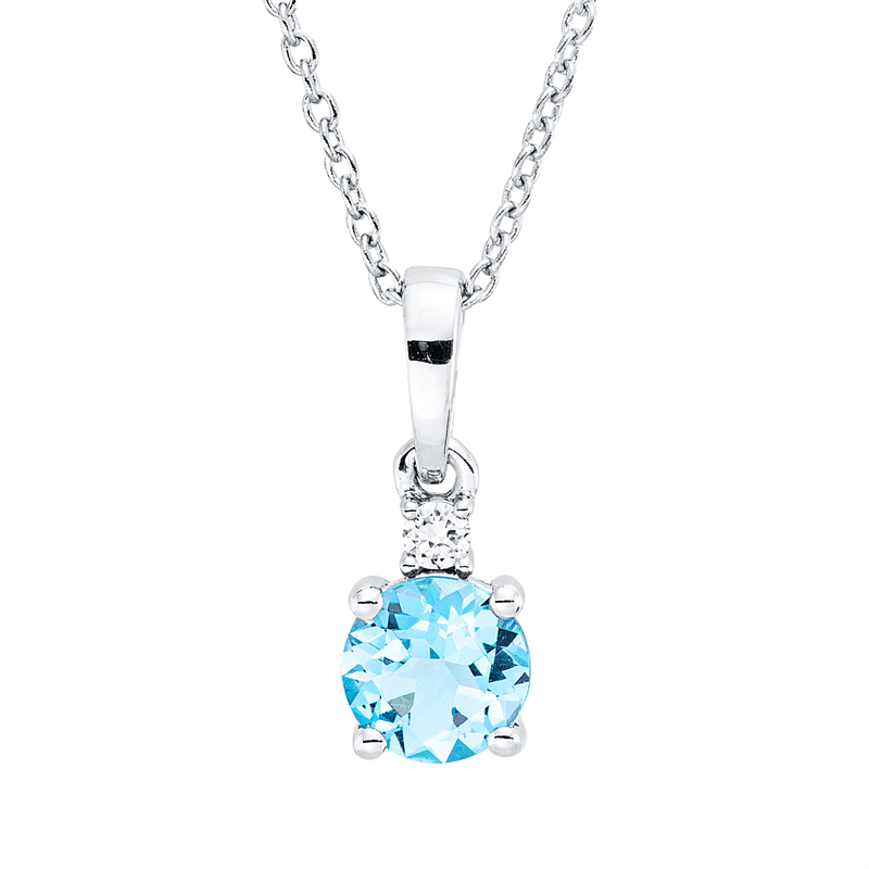 Collier mit Topas  aus 750/-18 Karat Weißgold mit 1 Diamant 0