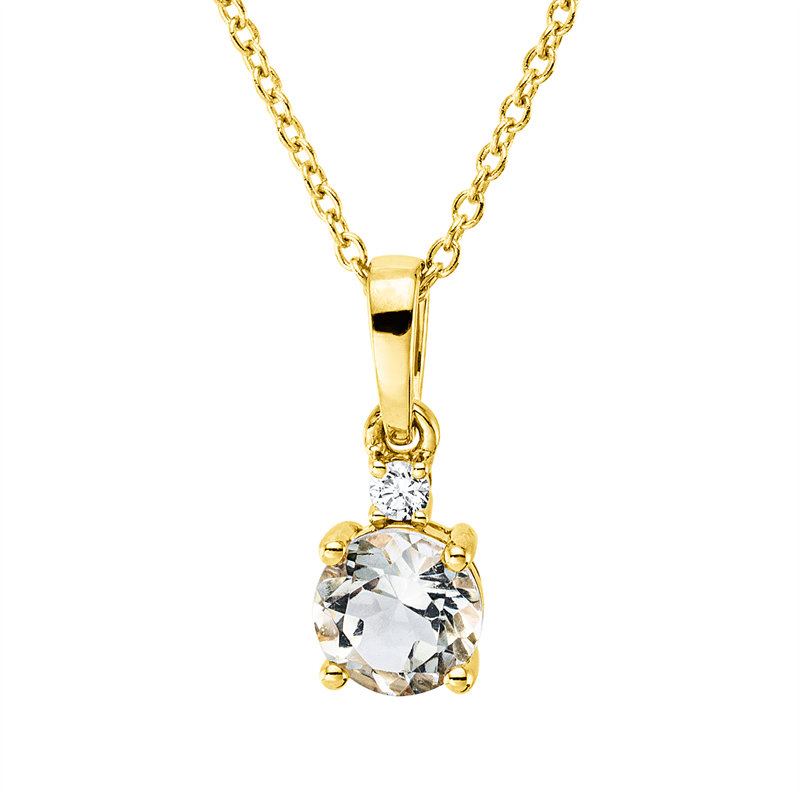 Collier mit Amethyst  aus 750/-18 Karat Gelbgold mit 1 Diamant 0