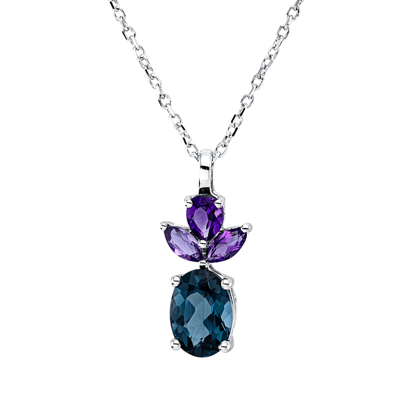 Collier mit Amethyst  aus 750/-18 Karat Weißgold  