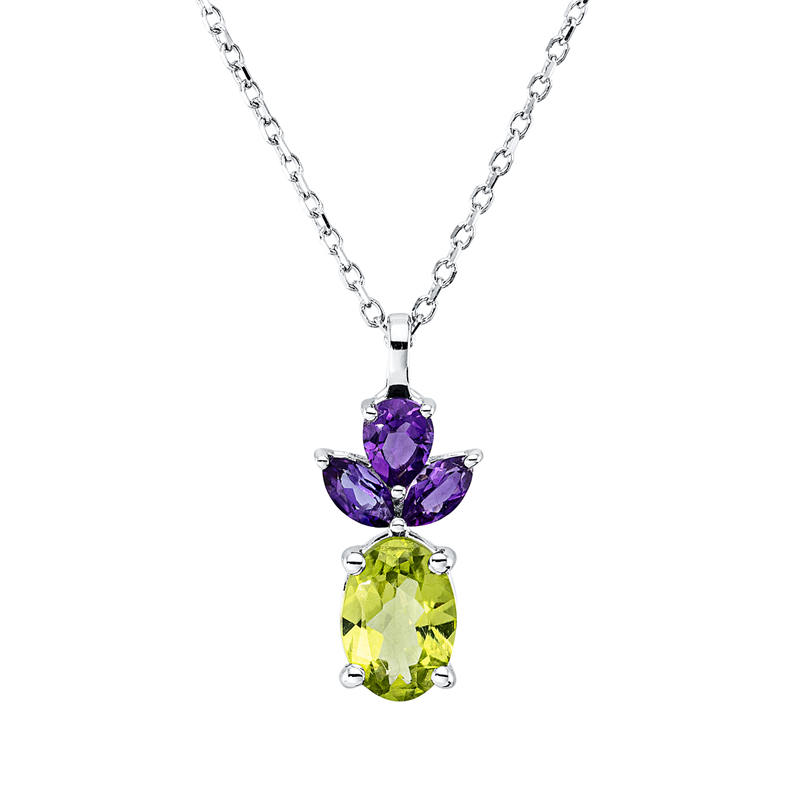 Collier mit Amethyst  aus 750/-18 Karat Weißgold  