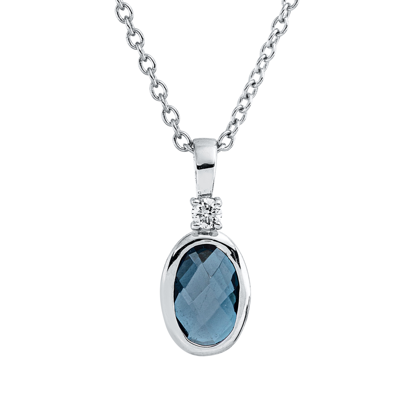 Collier mit Topas  aus 750/-18 Karat Weißgold mit 1 Diamant 0