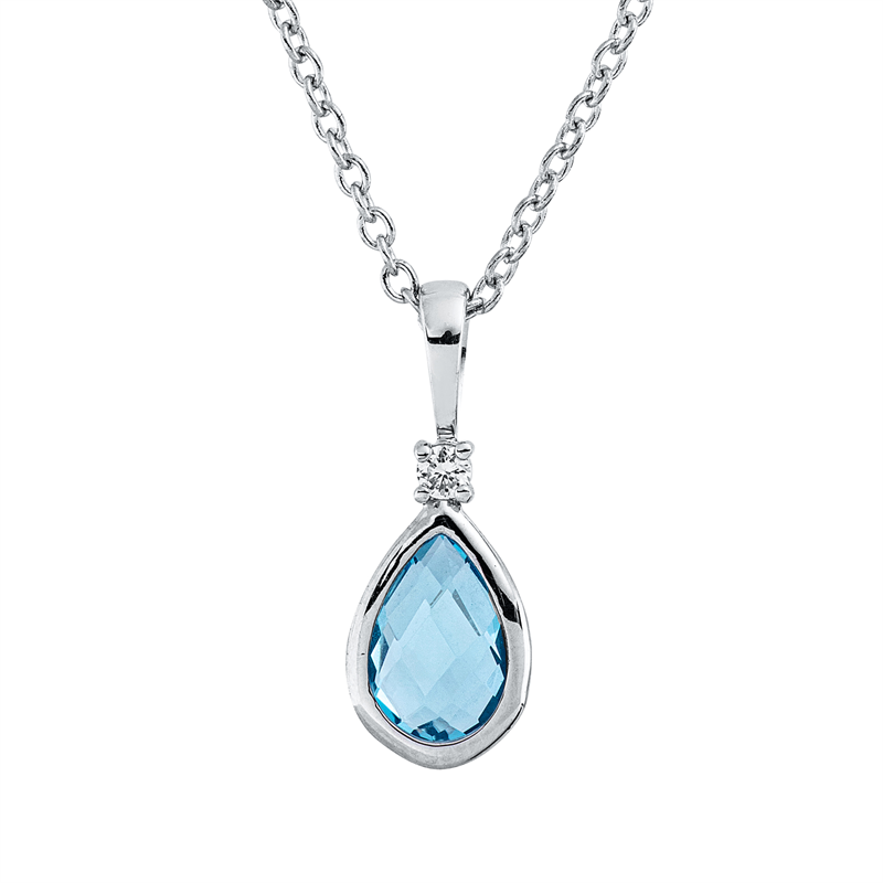 Collier mit Topas  aus 750/-18 Karat Weißgold mit 1 Diamant 0