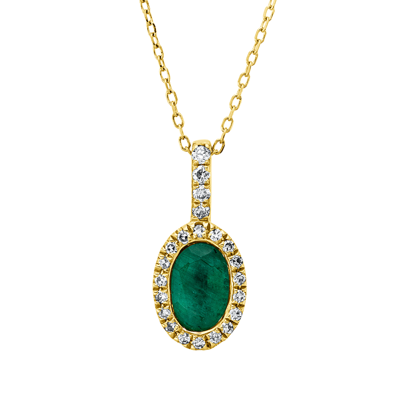 Collier mit Smaragd  aus 750/-18 Karat Gelbgold mit 22 Diamanten 0