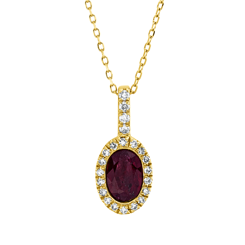 Collier mit Rubin  aus 750/-18 Karat Gelbgold mit 22 Diamanten 0