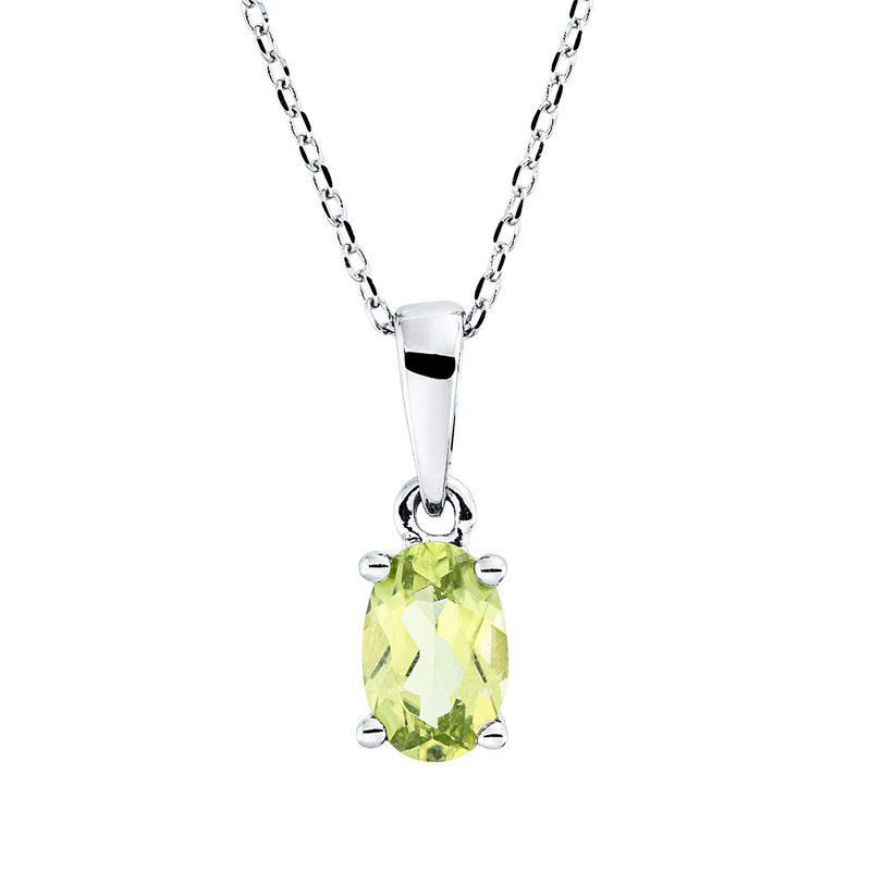 Collier mit Peridot  aus 750/-18 Karat Weißgold  