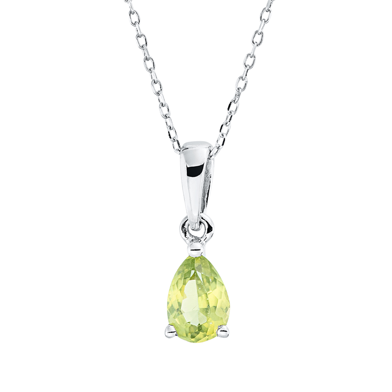 Collier mit Peridot  aus 750/-18 Karat Weißgold  