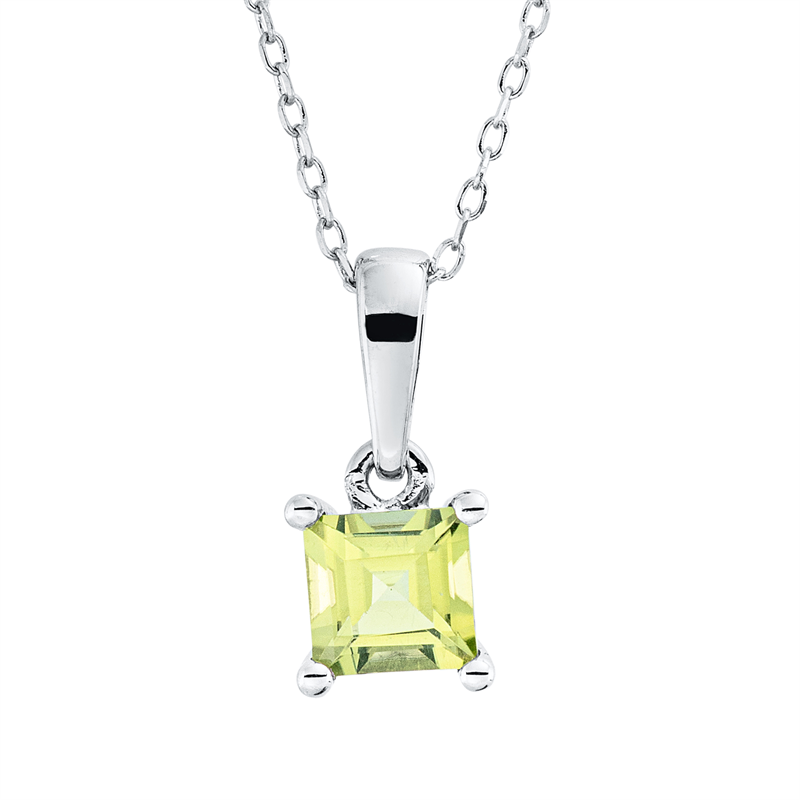 Collier mit Peridot  aus 750/-18 Karat Weißgold  