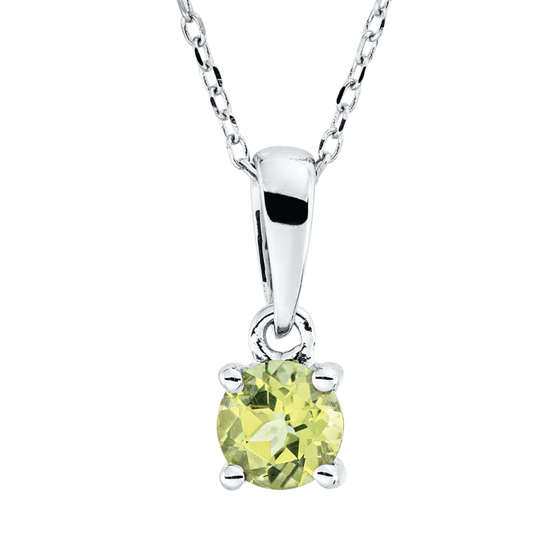 Collier mit Peridot  aus 750/-18 Karat Weißgold  