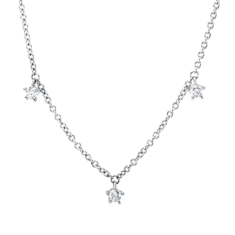 Collier    aus 585/-14 Karat Weißgold mit 9 Diamanten 0