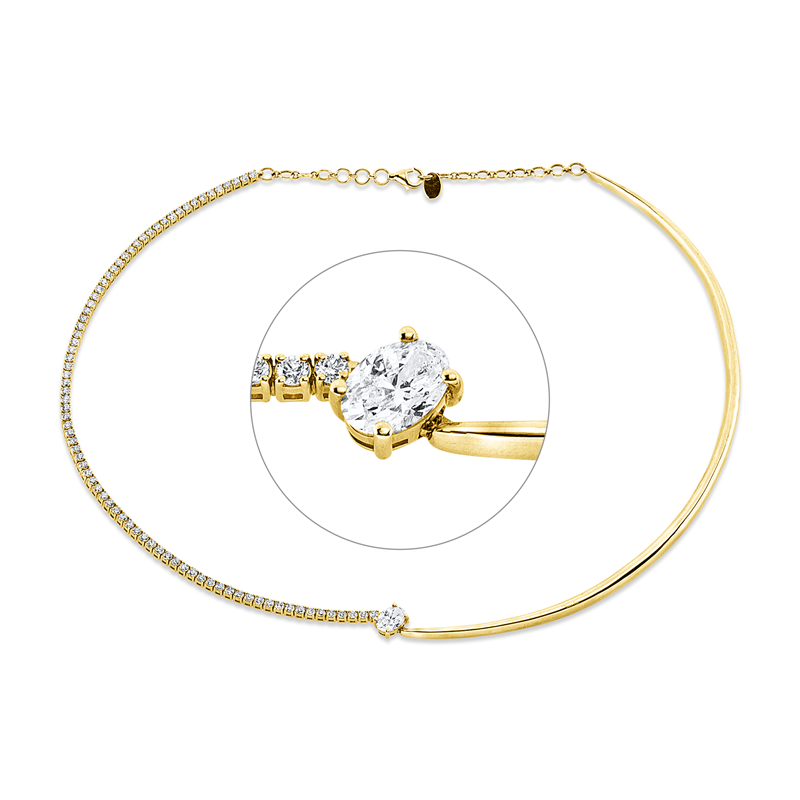 Collier    aus 585/-14 Karat Gelbgold mit 80 Diamanten 3