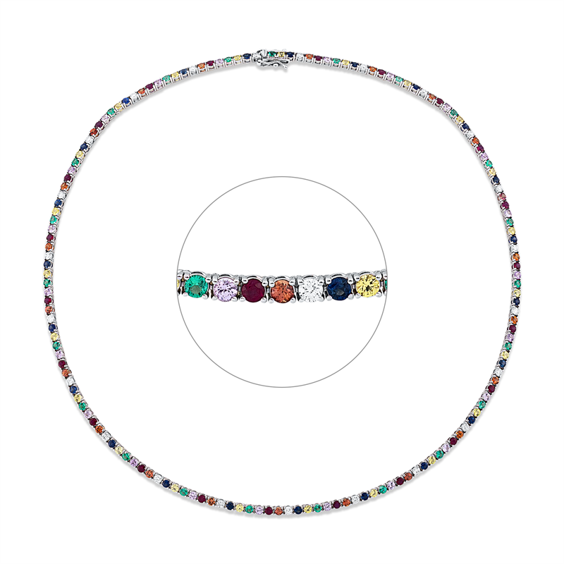 Collier mit Rubin  aus 750/-18 Karat Weißgold mit 23 Diamanten 1