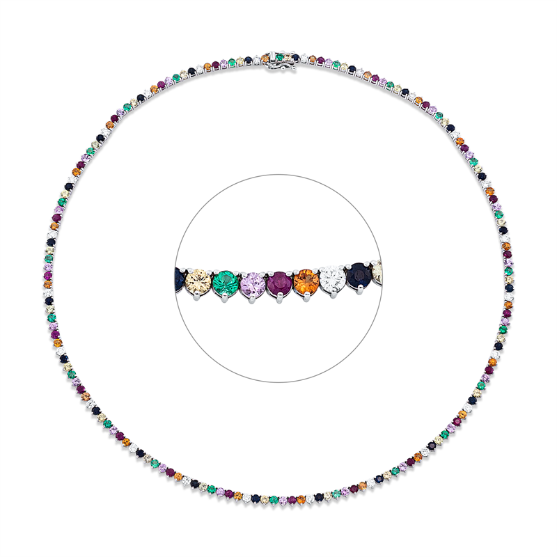 Collier mit Smaragd  aus 750/-18 Karat Weißgold mit 24 Diamanten 1