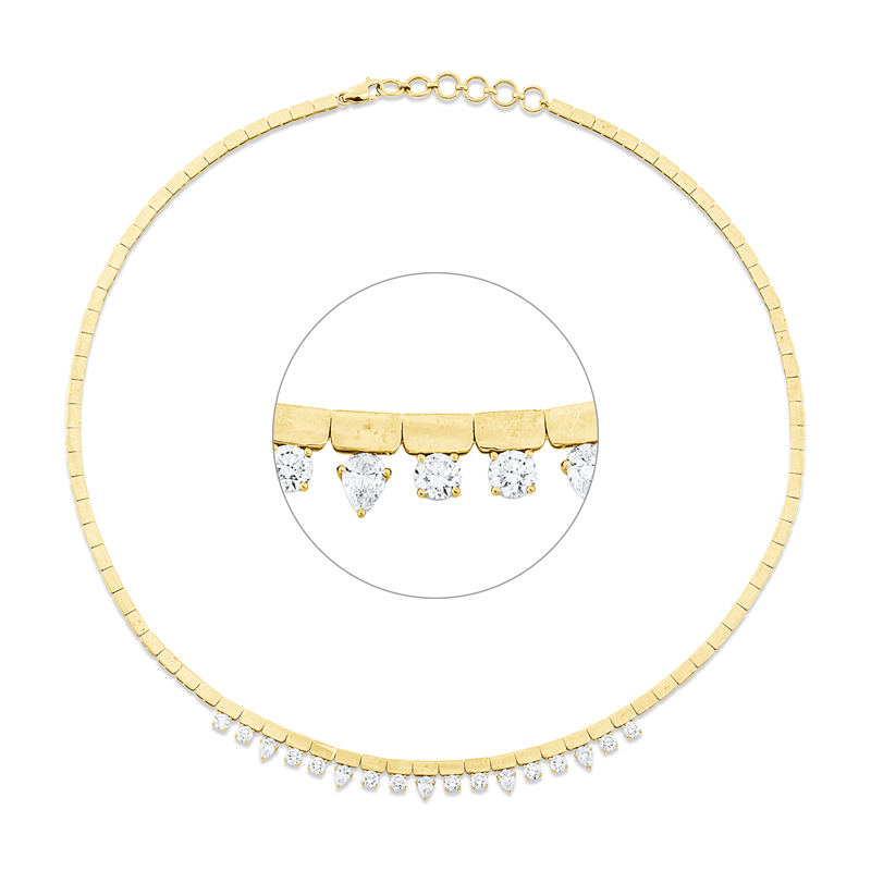 Collier    aus 585/-14 Karat Gelbgold mit 17 Diamanten 1