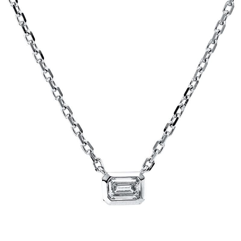 Collier    aus 585/-14 Karat Weißgold mit 1 Diamant 0