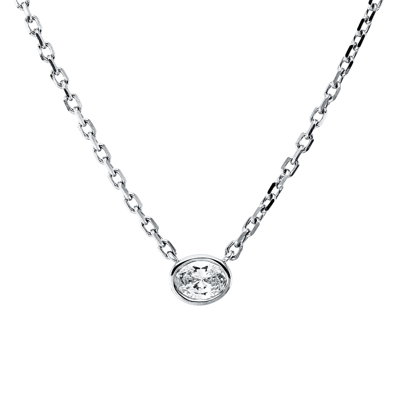 Collier    aus 585/-14 Karat Weißgold mit 1 Diamant 0
