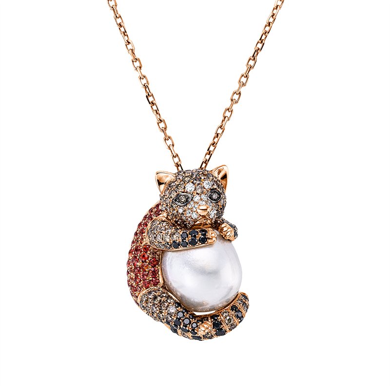 Collier mit Saphir mit Zuchtperle